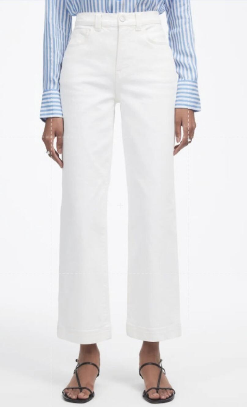 Madewell The Petite Perfect Vintage Wide-Leg Crop Jeans WMNS SZ 29P White NU300
